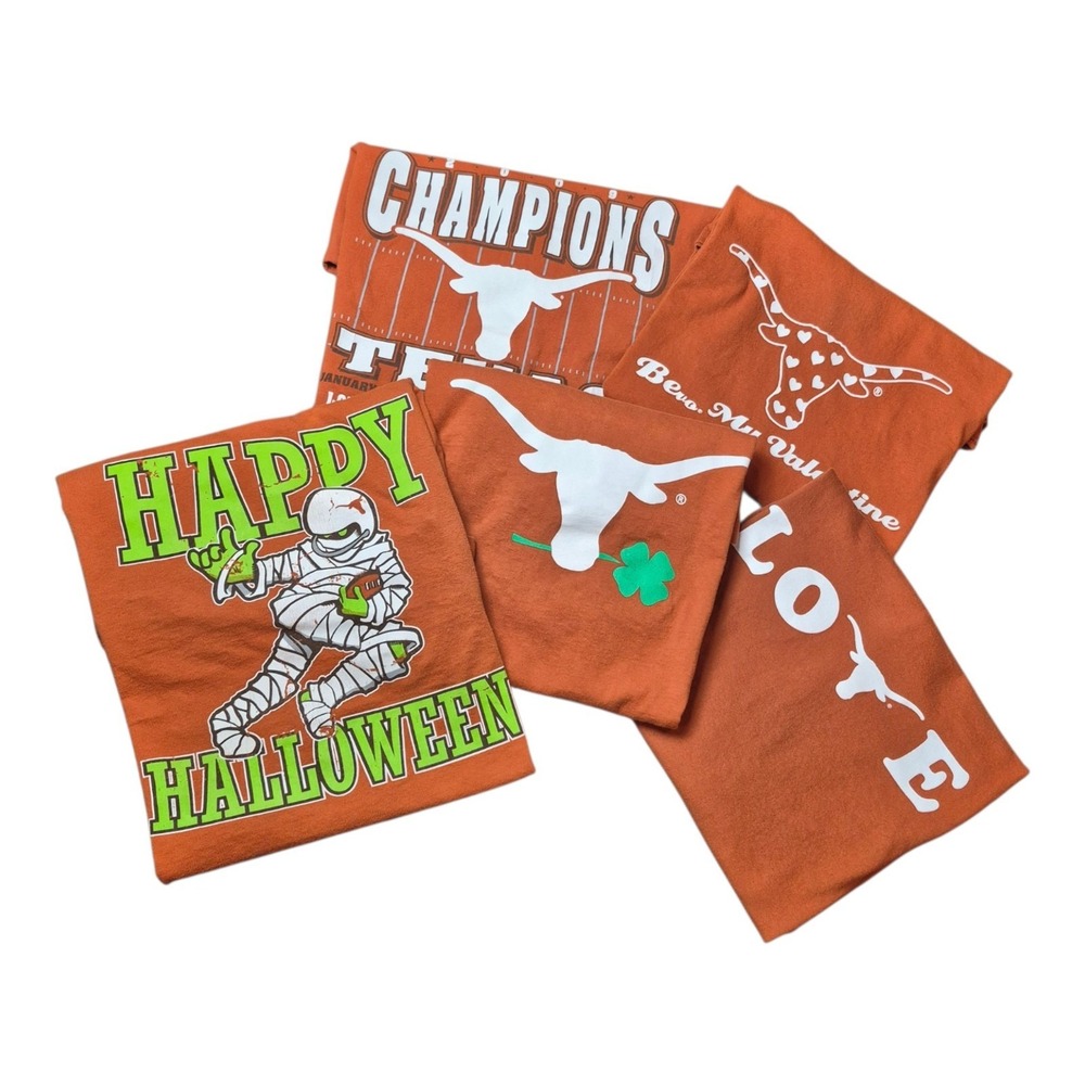 University Co-op Texas Longhorns Unisex 2XL 3XL T Shirt Lot 5 UT Bevo Holiday